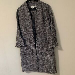 Gray Textured Open Front Cardigan